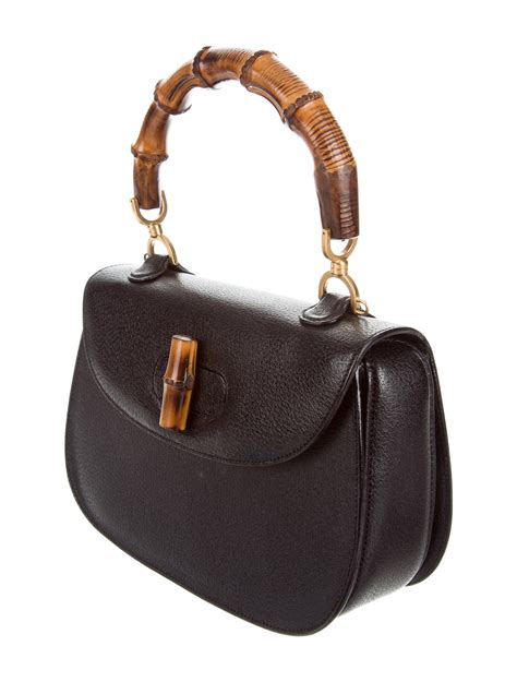 gucci bamboo black handbag|Gucci vintage bamboo handle handbag.